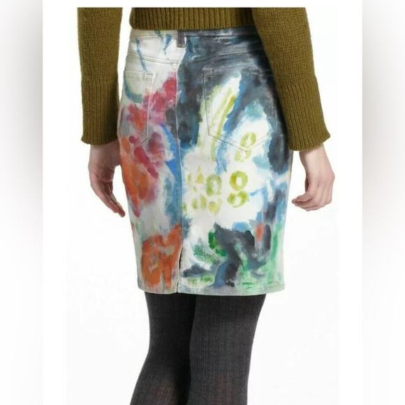 Anthropologie Aubrey Levinthal Night Garden Hand Painted Denim Skirt - Picture 8 of 8
